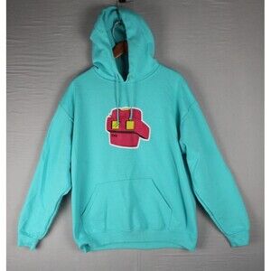 Remix Hoodie View Masters Graphic Print Size Large Aqua